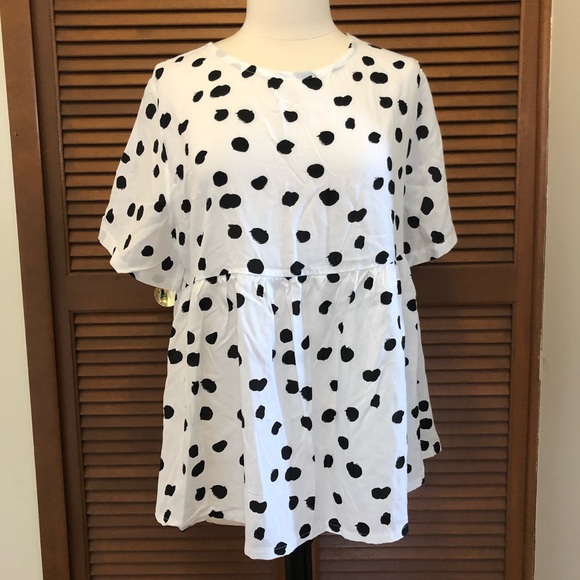 ASOS Maternity spotted polka dot top 12 white - Picture 1 of 8